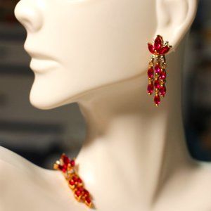 VTG 4 CT Burmese Ruby Earrings (Myanmar) w/Diamond accents!  GORGEOUS!